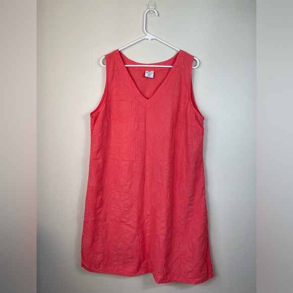 Sea Breeze Dresses & Skirts - SeaBreeze of California Coral Sleeveless V-Neck Cotton Dress MADE USA Size XL
